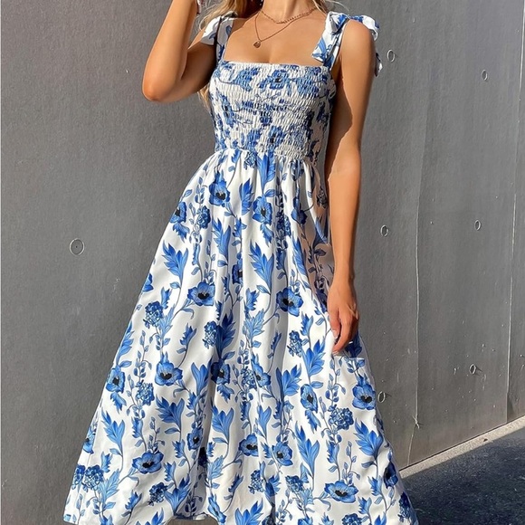 Amazon Dresses & Skirts - Amazon Blue and White Floral Maxi Dress